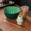 ティーウェアセットは、花びら形のセラミックボウルで日本の抹茶をセットします伝統的な手作りのお茶を作るツール愛好家ホリデーギフト