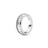 Jiaduola S925 Pan Sterling Sier Triple Ring مع حلقة مروحة وردية للرجال والنساء