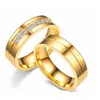 Anéis de casamento moda mulheres homens casais aaa cz aço inoxidável 18k banhado a ouro zircônia cúbica anel de casamento 1 peça 24329