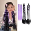 2PCS Long Synthetic Hair Chignon Tail With Rubber Ponytail Black Hairpiece Pony Braid Hair Ponytail Extensions Black Color For Women