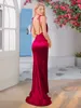 Romagic Deep V Hals Ärmel Schnürband Sonnenschein Satin Hochzeitsfeier Dr. Backl Meerjungfrau Cocktail Prom Abend Dres Z1TT#