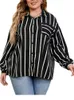 Tallas grandes Otoño Invierno Camisas con estampado a rayas Tops Mujeres LG Manga Modis Oficina Blusas para mujer Camisas plisadas sueltas 2023 u9n6 #