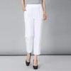 Pantaloni da donna Primavera Estate Casual Cotone Lino Coreano Harem sottile Vita elastica Pantaloni femminili di mezza età