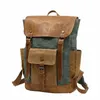 Echtes Leder Leinwand Männer Rucksack Schultaschen Für Teenager Wasserdichte Outdoor-Reise Bagpack Klettern Laptop Rucksack JYC245 22Yd #