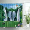 Shower Curtains Landscape Retro Literary Country Style Bathroom Decoration 3D Printing Polyester Fabric With Hooks Bath Curtain