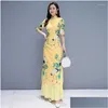 Abbigliamento etnico 2023 Aodai Vietnam Cheongsam Qipao Abito cinese Vietnamita Tradizionale elegante moderno Donna Consegna drop Abbigliamento Otxv0