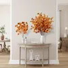 Decoratieve bloemen 2 stuks herfst eucalyptus bladeren kunstmatige stengels herfst blad takken voor thuis festival Thanksgiving decor