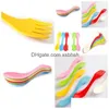 Forks 3 In 1 Plastic Spoon Fork Knife Sets Cam Hiking Picnic Utensils Spork Combo Travel Gadget Cutlery Portable Outdoor Camp Heat R Dhkhk