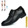 Zapatos informales de cuero de negocios para hombre, plantilla Formal para aumento de altura, 6CM, oficina británica, Oxfords de ocio a la moda, color negro
