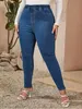Dżinsy plus size dla kobiet wysoki talia Kobiety Jean ołówek pełna długość Elastyczne chude dżinsy 200 kg dżinsy dla mamy 240315