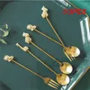 Kahve Kepçeleri 1/3pcs Yemek Takımı Yaratıcı 304 Paslanmaz Çelik Karikatür Hayvan Taşınabilir Çatal Teşheri Hediye Kek Snack Fork Mutfak Aksesuarları