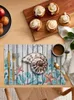 Tovagliette da tavolo Coral Conch Starfish Plank Texture Mat Wedding Holiday Party Dining Tovaglietta Accessori da cucina Tovagliolo