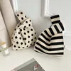 fi Handmade Knit Bolsas Mulheres Mini Nó Pulso Saco Coreano Casual Tote Bag Reutilizável Shop Bags j3Ze #