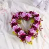 Dekorativa blommor plastrockhängare bröllop blomma girland falskt hjärta främre dörr lila hängning