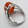 Cluster Rings 0range Veins Agate Stone Oval Bead GEM Finger Ring Jewelry Size 8-9 X279