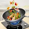 Bowls 1pc Non-Stick Skillet Honeycomb Coating Stainless Steel Wok Saute Pan For Gas Stovetop And Induction Cooke