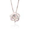 Chaînes accessoires de produits pendentif couleur argent pur incrusté de Zircon collier Rose saint valentin pour envoyer un cadeau à sa petite amie