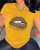 Koszulka graficzna Lopard Lipard Lipard, Walentynkowa Załoga Szyjka Krótkie rękawowe codzienne bluzki, odzież damska G6ys#