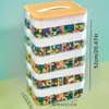 1 boîte de blocs de construction à 4/5 couches, conteneur de stockage compatible transparent réglable, en plastique avec poignée, organisateur de jouets à grille, fournitures pour la maison