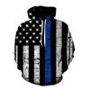 Höst och vinter 2023 New Mens Casual Hoodie 3D American Flag Printed Youth Coat