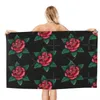 Towel Traditional Red Rose Tattoo 80x130cm Bath Skin-friendly For Picnic Souvenir Gift