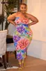 cm.yaya Femmes Dr Plus Taille Imprimer Sleevel Strapl Gaine Élastique Mi-mollet Dres Office Lady High Street Summer Outfit 83kl #