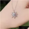 Chains Korean Ladies Ins Snowflake Sterling Sier S925 Necklace Light Luxury Sun Flower Clavicle Chain For Girlfriend Christmas Gift Dr Otji2