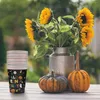 Disposable Cups Straws 48 Paper Pumpkin Tableware For Party Supplies Bowl