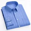 Koszule sukien męskich rozciągnij koszulę przeciwbólową w paski z długim rękawem formalny w kratę Slim Fit Business S-5xl