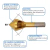 1pc Titanium-Plated Coated Countersink Drill Bit Deburring Drill Taper Hole Cutter Countersunk Head Chamfering Tools 2-20