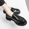 Casual Shoes Autumn Black Oxford Men Thick-soled Large-capped Muffins Formal Business Slip-on Leather