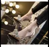 Dress Shoes Women High Heels Rhinestone Bow PVC Transparent Pumps Stiletto Sexy Bride Party Wedding