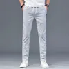 Mens Korean Loose Elastic Straight Leg Sports Pants 2024 Thin Fashion Slim Fit Bekväm andningsbar avslappnad 240326