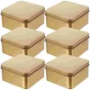Opslagflessen 10 stuks blik vierkante doos klein geschenk snoepverpakking bruiloft (goud middelgroot) 10 stuks koekjesdozen suikerblikken