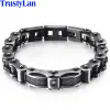 Bracelets Biker Jewelry Worn Look Biker Chain Men's Bracelets Vintage Black Stainless Steel Motorcycle Bicycle Wear CZ Bracelet For Men