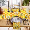 Table Runner Honeycomb Honey Bee Daisy Linen Runners Dresser Scarf Decor Washable for Dining Holiday Party yq240330