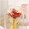 لصالح الحفلات LED Enchanted Galaxy Eternal Roses 24K Gold Respoil Foil With Fairy String Lights in Dome for Mother Valentines Day Gift DHVXM