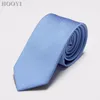 Bow Ties HOOYI Solid Color For Men Business Gravata Slim Tie Polyester 2024 Skinny Necktie Fashion Wedding Accessories