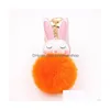 Keychains & Lanyards 25 Colors Imitation Rabbit Hair Keychain Pattern Pompom Cute Car Key Ring Pendant For Womens Schoolbag Student P Dhdf4