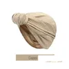 Beanie/Skull Caps 2022 New Fashion Head Scarf Elegant Sier Turban For Women Muslim Hijab Scarves Soild Color Ladies Beanies Dhgarden DHZ1W