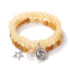 Strand 3pcs/set Sun Moon Star Charm Bracelets Natural Stone Chalcedony Bracelet Set For Women Men Quartzs Jades Yoga Bangles Jewelry