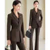 Senior Office Lady Suit For Women Work Wear Unique Design Blazer Formal Slim Fit Pant Sets Female Solid Outfits 2 Piece 240127