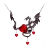 Catene Gotico a forma di cuore Zircone Drago Ciondolo Collana Coppia Accessori creativi per gioielli per feste in metallo