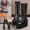 Stivali design del marchio femminile zeppe alti tacchi alti stivali alti stivali neri stivali donne 2022 scarpe cosplay gothic botas femenina