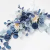 Dekorativa blommor 2st Artificial Blue Rose Wreath Silk Fake Flower Ornament Wedding Ceremony Party Arch Floral Decoration