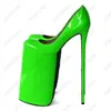 Dress Shoes Ronticool Handmade Women Platform Pumps Patent Super High Heels Round Toe Yellow Night Club Ladies US Plus Size 37-47