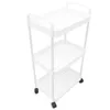 Kitchen Storage Home And Bathroom Universal Wheel Three-layer Trolley Rack White Organizer Cart Shopping Rolling Utility Abs