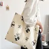 Sacos de noite bonito dos desenhos animados panda mulheres bolsa de ombro tecido macio feminino eco reutilizável compras grande capacidade faculdade meninas livro bolsas