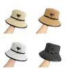 Luxury Designer Straw Hat Triangle Letter Wide Brim Bucket Hats Casquette Luxe SolidColor Charm Summer Casure Cappello Uomo Exquisite FA0119 H4