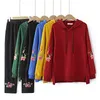 7xl Plus Size Vrouwen Sets 2022 Herfst Winter Dikke Badstof Sweatshirts Casual Capuchon Pey Fr Borduren Hoodies Rechte Broek 62Xw #